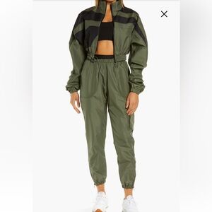 Reebok x Cardi B Woven Track cropped zip Jacket and pants lounge set